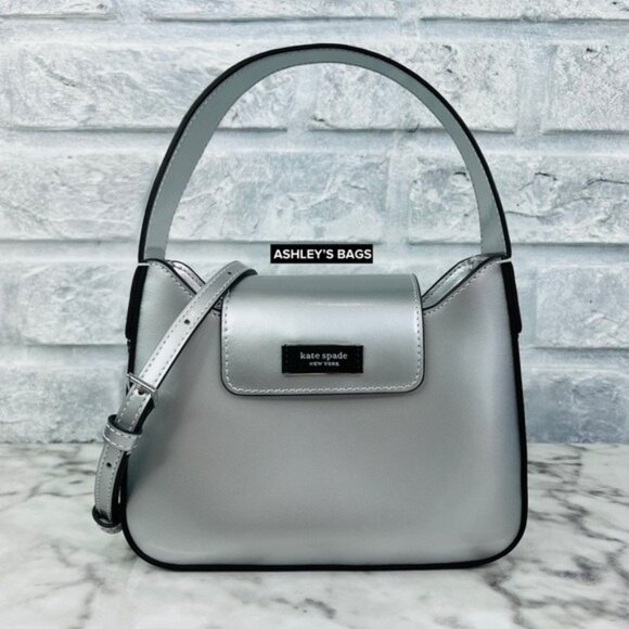 kate spade Handbags - Kate Spade Sam Icon Metallic Patent Leather Mini Hobo Bag In Starlight Spazzola